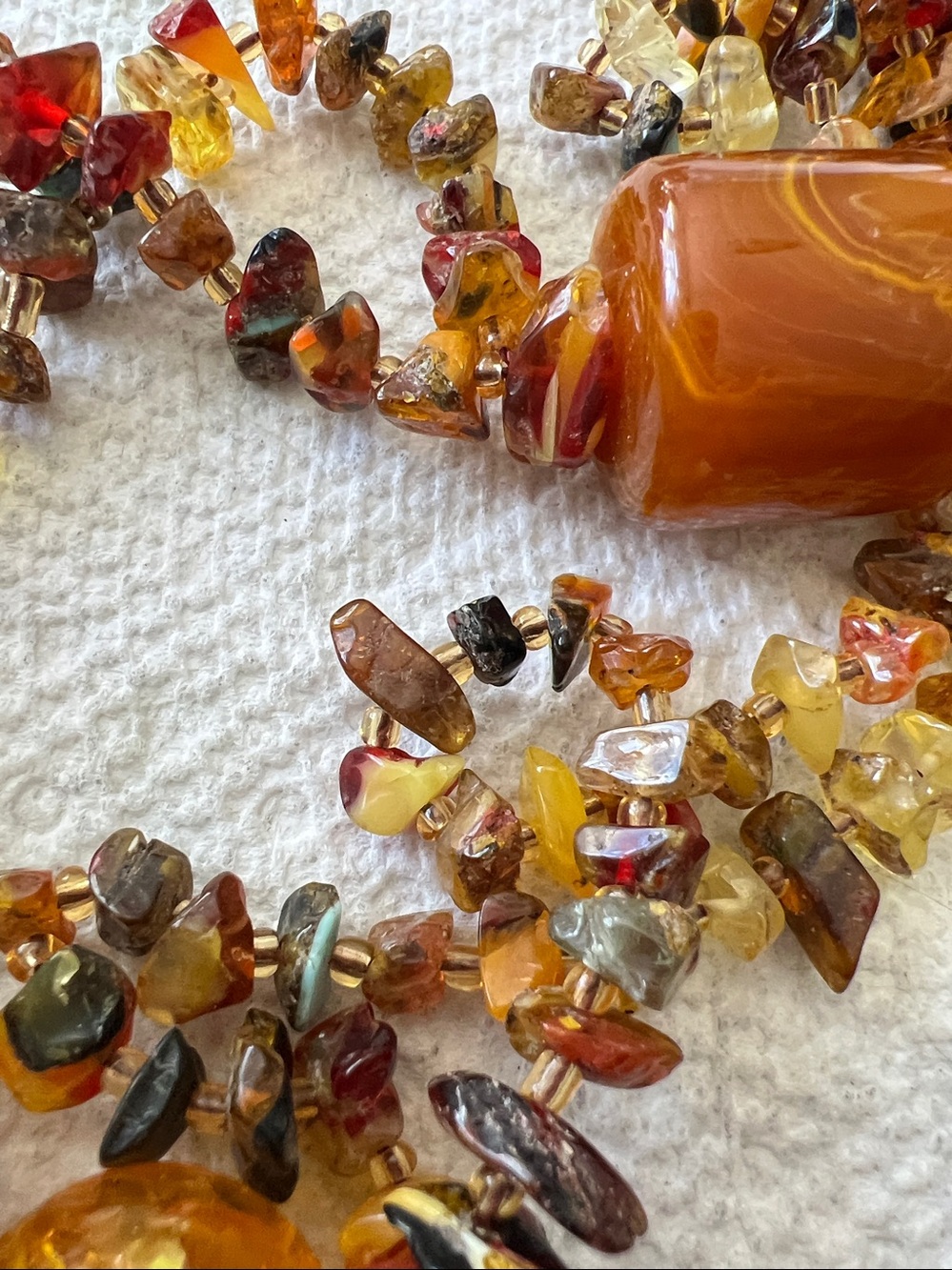 Vintage Multi Strand Baltic Amber chip Bakelite? Necklace